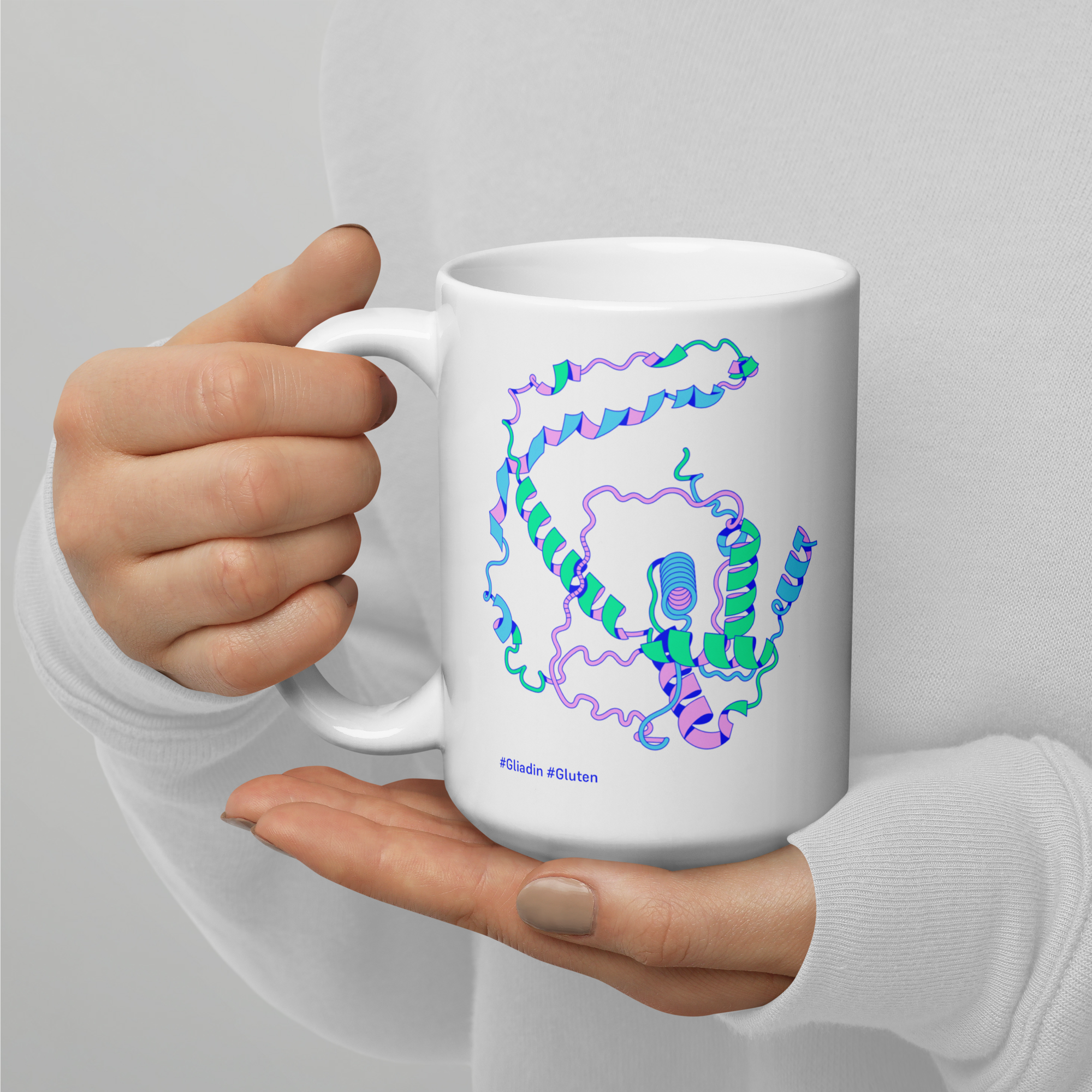 White glossy mug white gluten gliadin